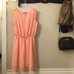 Peach Mini/Midi Sleeveless Floral Dress